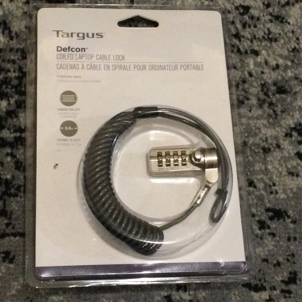 Targus Defcon Coiled Laptop Cable Lock - Black